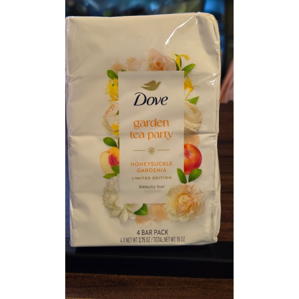 Dove Garden Tea Party Honeysuckle Gardenia Beauty Bar 4 Pack Limited Edition